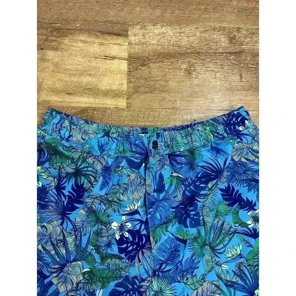 Lords of Harlech Quack Jungle Garden Blue Swim Trunks Men's L 3.5